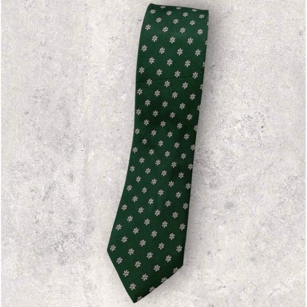 NEW PRONTO UOMO Silk Tie XL Green White Red Cold Logo W:3"